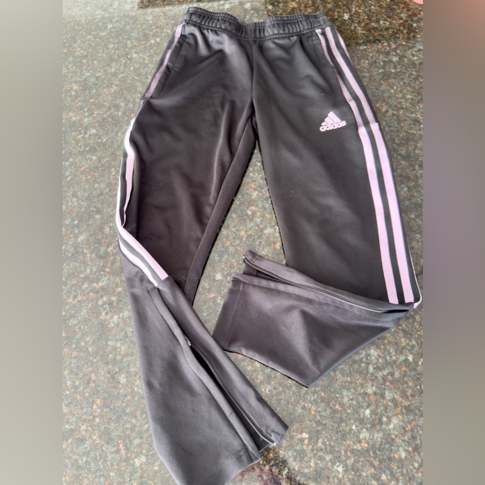 Adidas Kids aeroready zip bottom track warmup pants